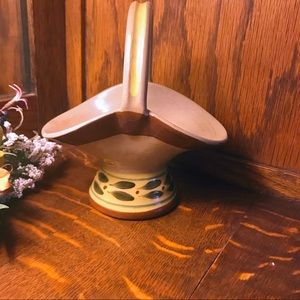 - Vintage Handmade Ceramic Basket with Handle